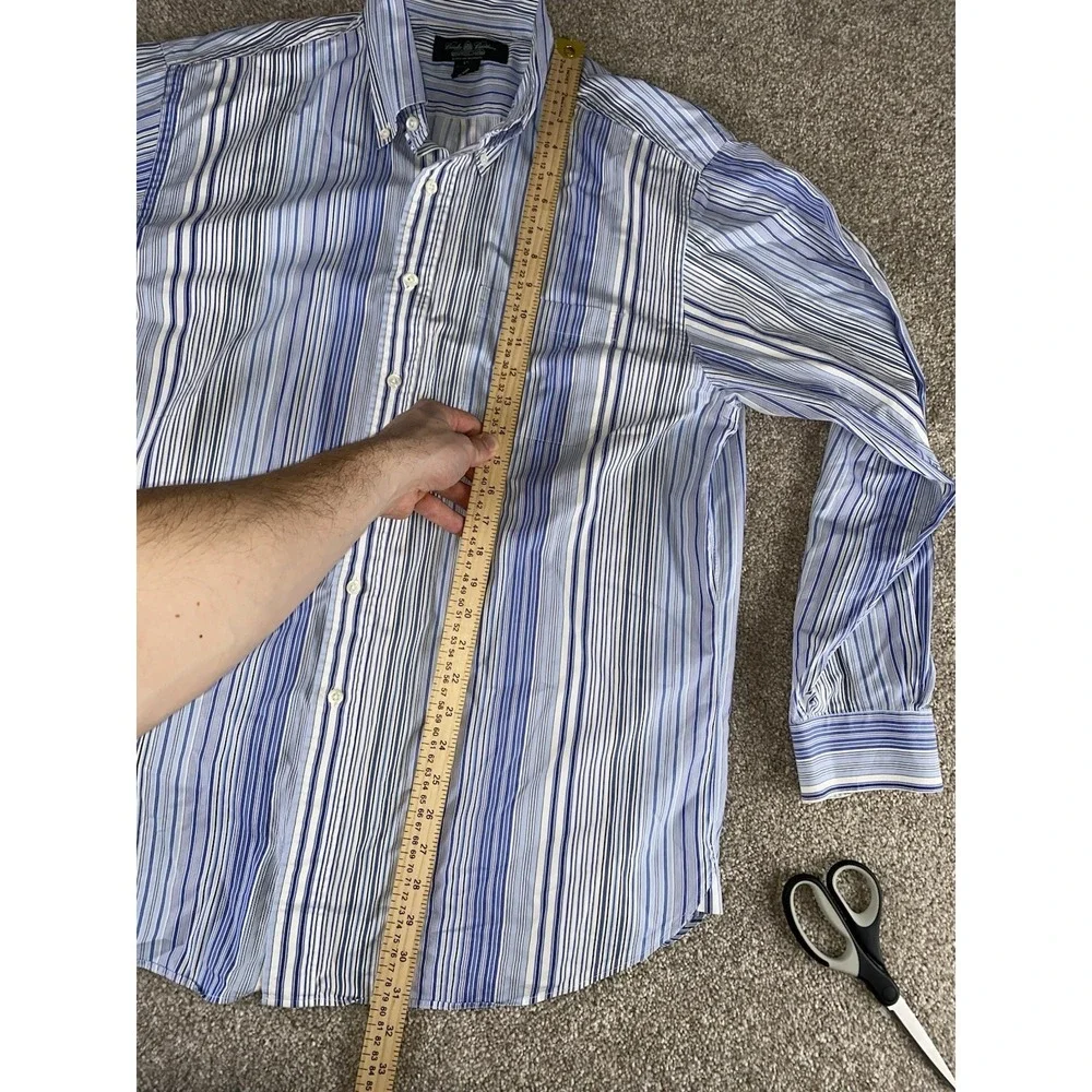 Brooks Brothers All Egyptian Cotton Button Down Shirt Men L Blue Stripped Preppy - Picture 6 of 8